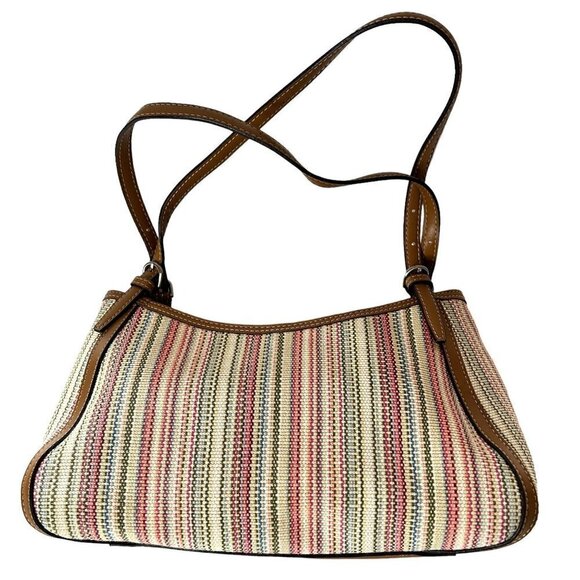 Fossil Hobo Womens Bag Purse Leather Woven Fabric Multi Color Size See Desrip. - Picture 1 of 10